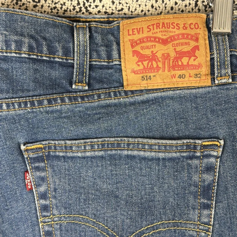 Levis 514‎ Straight Leg Blue Jeans Mens 40 X 32 (FITS 40 X 31) Classic Denim